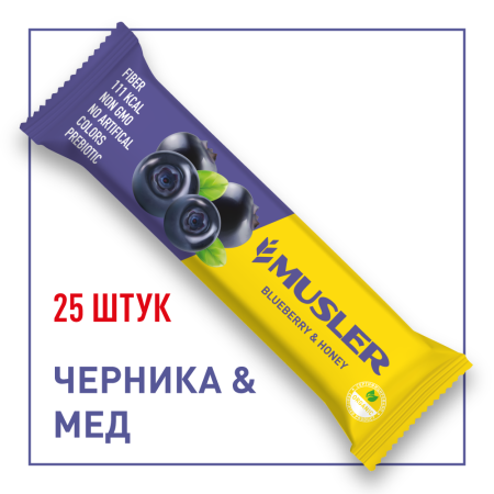 Батончик мюсли MUSLER "Черника и мед", 25 шт. х 30 г